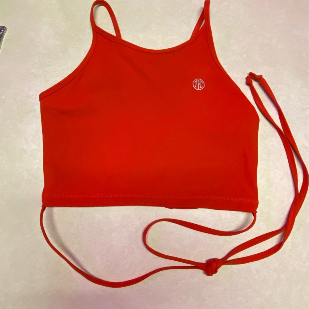 Til you collapse red crop tank.